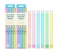 Culinavog Lot de 24 Crayons à Papier HB avec Gomme, Crayons Graphite Pastel, Forme Triangulaire, Sans Bois en Résine, Fournitures Scolaires pour Enfants Élèves, Écriture Douce et Confortable