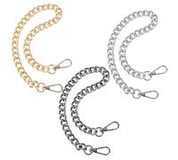 Culinavog Lot de 3 Chaînes pour Sacs à Main, Chaîne de Remplacement Courte (40 cm), Sangle Chaîne Tendance, Compatible avec Cabas Femme, Sac DIY, Bandoulière, Loisirs Créatifs (Or, Argent, Noir)