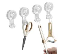 Culinavog Lot De 4 Crochet Ventouse, Sans Clous Porte Serviette Ventouse, Amovibles, Sans Perçage, Réutilisable, Multifonctions, Transparent Plastique Crochet pour Douche Salle de Bain Cuisine Miroir