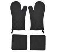Culinavog Lot de 4 Maniques de Cuisine en Silicone, Gant Cuisine Four, Doublure Intérieure en Tissu Eponge, Double Résistance à la Chaleur pour Cuisson, Pâtisserie, Barbecue, 2 Antidérapantes Manique