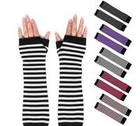 Culinavog Lot de 5 Paires de Gants sans Doigts, Bras Manches Longues Mitaine Thermique Hiver, Demi-Doigt Long Gant Gants de Coude pour Homme Femme