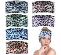 Culinavog Lot de 6 Bandeaux Mode, Large Élastique Doux Boho Mince Bandana, Bandeau Cheveux Imprimé Léopard Yoga Sport Headband, Multicolore Serre-tête Femme pour Femmes Running et Été