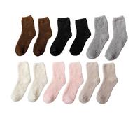 Culinavog Lot de 6 Mignon Corail Polaire, Chaussettes Épaisses Peluche Moelleuses, Chaussettes de sol en velours corail, Chaussons colorées d’Intérieur Rembourrées chaudes Noel Cadeau