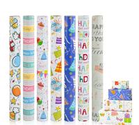 Culinavog Lot de 7 Papier Cadeau Anniversaire, 50 x 70 cm Papier Cadeau Set, rouleau de papiers cadeau, Coloré papiers emballage Cadeau Pour Toutes les Fêtes d'Anniversaire et Occasions Spéciales
