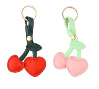 Culinavog Porte-clés Cerise en Cuir, 2 Pieces Porte-clés Mignon en cuir PU, Pendentif de Portefeuille pour Femme, Facile à transporter, Accessoire Elégant pour Sac D'école, Sac à Main (Multicolore)