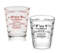 Culinavog Tasse à Mesurer en Verre, 2 Pieces 45 ml Tasses de Mélange avec Graduation, Facile à nettoyer, Mini Petit Verre Doseur pour Bar, Transparente Doseur Cocktail pour Fête, Maison (Rouge, Noir)