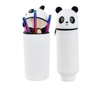 Culinavog Trousse Kawaii Animaux, 2 en 1 en Silicone Souple, Trousse Rétractable sans BPA, Nettoyage Facile, Grande Capacité, Fermeture Éclair Lisse - 19 à 22cm (B)