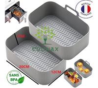 CulinaX ® - 2 Pcs AirFryer Moule Silicone Rectangulaire Plat Réutilisable Bac Ninja Rectangle 20x12x7cm Panier Accessoires sans BPA