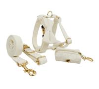 CulineformX Collier pour chiens Leash 5 pièces, laisses douces et réglables, flanelle rayée blanche, chiens moyens et grands, promenades et photos