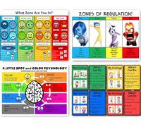 CULION Lot de 4 affiches Zones of Regulation - Tableau des sentiments pour enfants, émotions - Produits sensoriels pour autisme - 20 x 30,5 cm