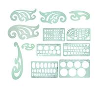 Culnflun 12 pièces modèle de dessin de forme verte claire mesure multifonctionnelle géométrique en plastique fournitures claires et précises pour le bureau d'architecture étudiant