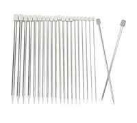 Culnflun Aiguilles à tricoter 22 pièces ensemble 25 cm en acier inoxydable broches droites à pointe unique 11 tailles 2.0-8.0mm avec embouts