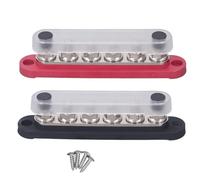 Culnflun Barre Omnibus 150 A 48 V DC pour Bateau Solaire, Bloc de Distribution d'énergie pour Batterie, Barre Omnibus de Terre Positive et négative avec Couvercle, Lot de 2 pour vo