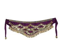 Culnflun Belly Dancing Hip Scarf Wrap jupe élégante Bonne ceinture brillante à la taille pour la danse du ventre Polyester rouge violet foncé (Violet foncé)