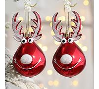 Culnflun Boules de Noël Ornements, 2 pièces pendentifs de Boules suspendues en Forme d'élan pour décorations d'arbre de Noël Accessoires de fête de Vacances en Plastique 8x11 cm (Élan Rouge)