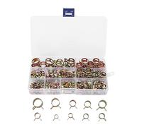 Culnflun Colliers de Serrage à Ressort, Kit de 100 Pièces avec 10 Tailles, Colliers à Bande pour Durite de Carburant, Tuyau en Silicone, Air et Eau