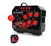Culnflun Contrôleur de jeu professionnel de joystick filaire à bâton câblé pour PS 3 SWI Tch PC avec un logement robuste Black Red Ergonomic Design 21 cm