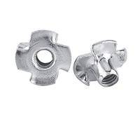 Culnflun Écrous en T en acier au carbone zingué, écrous en T à quatre griffes pour meubles de menuiserie, fixations filetées durables pour projets de bricolage, tailles M3 M4 M5 M6 (M4 (50 pièces /