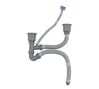 Culnflun Ensemble de Vidange D'évier Double, Siphon Evier Cuisine Kit Tuyau D'Évier, Kit De Vidange Universel pour Évier pour la Salle de Bains à la Maison avec Anti-Odeur Débordement