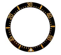 Culnflun Insert de lunette de montre en céramique de 40 mm, base noire avec chiffres dorés, accessoire de remplacement de réparation d'anneau de lunette de montre avec perle lumine (Caractère doré