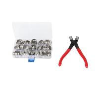 Culnflun Kit d'assortiment de colliers de serrage, 80 pièces de colliers de serrage à oreille unique en acier inoxydable avec pince de serrage et boîte de rangement