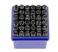 Culnflun Kit d'estampage en métal, 36 pièces de 6 mm en acier au carbone, ensemble de tampons de chiffres et de lettres, lettres A Z 0 9 chiffres, poinçon de symbole pour métal, bo