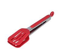 Culnflun Pince à steak en silicone en acier inoxydable Pince de cuisson pliable pour barbecue pour cuisine barbecue 12 pouces Noir Protection contre la chaleur Conception de verrou (9 pouces rouge)