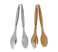 Culnflun Pinces de cuisine, pinces de service 2 en 1, mini pinces en acier inoxydable, pinces à gril, 2 pièces de 20 cm, pour griller, cuisiner, barbecue, buffet et retourner les