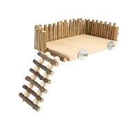 Culnflun Plate-Forme d'escalade de Hamster Jouet en Bois Jouet Petit Animal de Compagnie Activité Playground avec Une clôture de sécurité pour Le Sucre Planeur d'ours doré (Style de vis)