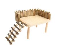 Culnflun Plate-Forme d'escalade de Hamster Jouet en Bois Jouet Petit Animal de Compagnie Activité Playground avec Une clôture de sécurité pour Le Sucre Planeur d'ours doré (Type Universel)