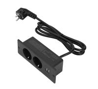 Culnflun Prise Électrique Encastrée, avec câble d'alimentation de 1,5m, 2 Prises USB et 2 Prises 10A, Prise de Table Euro 230-265V, Prise encastrée, Desktop Power Hub pour Tables (Noir)