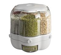 Culnflun Récipient de stockage de céréales rotatif de 14,33 lb, grand distributeur de céréales à 6 grilles, distributeur de nourriture sèche rotatif à 360 °, stockage hermétique po (Blanc 13 livres