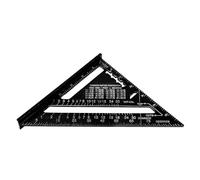 Culnflun Règle triangulaire carrée en alliage d'aluminium avec rapporteur d'échelles impériales et métriques pour charpentier, ingénieur, menuiserie (Noire)