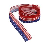 Culnflun Ruban patriotique 6,5 cm de largeur 10 m de longueur Décoration du 4 juillet Jour de l'Indépendance Tissu à rayures rouges, blanches et bleues avec étoiles pour le Jour de
