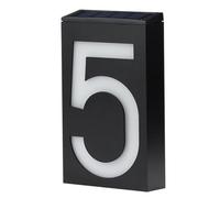 Culnflun Signe d'adresse solaire Culnflun, numéro de maison d'énergie d'énergie étanche 6 lumières LED pour la maison extérieure du magasin de l'hôtel Plaque de porte (Numéro 5)