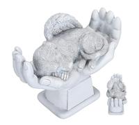 Culnflun Statue commémorative pour Animal Domestique, décoration de Jardin en Plein air, Ange avec Mains de Dieu, Pierre tombale moulée à la Main, Statue commémorative d'ange de (Dog)