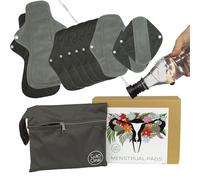 CuloClean 10pcs (2S + 6M + 2L) Serviette menstruelle réutilisable en fibre de bambou. Pack écologique, en tissu lavable, respirant et imperméable + sac + bidet portable