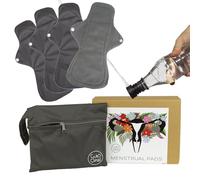 CuloClean 4pcs (L) Serviette menstruelle réutilisable en fibre de bambou. Tissu grand, écologique, respirant et imperméable + sac + bidet portable