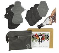 CuloClean 7pcs (4M + 3L) Serviette menstruelle lavable en fibre de bambou. Gros flux. Tissu écologique, respirant et imperméable + sac + bidet portable