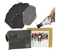 CuloClean 7pcs (M) Serviette menstruelle réutilisable en fibre de bambou. Protège-slips hygiéniques écologiques, en tissu respirant et imperméable + sac + bidet portable