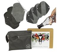 CuloClean Serviettes Hygiéniques Lavables en Bambou avec Bidet Portable - Alternative Écologique aux Serviettes Jetables - Hygiène Intime Complète et Réutilisable - 4S+3M (Flux Léger à Moyen)