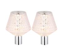 Culot de bouteille Lampe de cristal Lampe de table LED Touchdimmer chromé clair, blanc chaud, DxH 12 x 15,5 cm, lot de 2