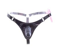 Culotte ajustable SM vibrante en silicone pour femme avec gode réaliste 3.93in et vibration, compatible couples lesbiens, sex toy portable pour chambre ou voyage, noir