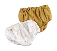 Culotte bloomer bébé en coton lot de 2 blanc/jaune 3M(60CM)