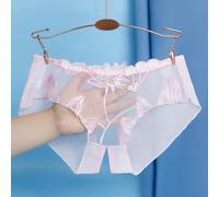 Culotte confortable et élégante en maille florale sans couture pour femme avec fente à l'entrejambe transparente (XL rose)