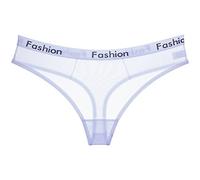 Culotte Coton Femme Dames Sexy Transparent Net Culottes Lettres Imprimé Taille Basse sans Couture Femmes Slip String(White,L)