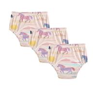 Culotte d'apprentissage de la propreté en coton doux pour petites filles Motif cheval de plage Rose