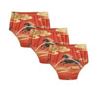 Culotte d'apprentissage de la propreté pour petites filles - Anti-fuite - Nuage chinois - Cheval - Rouge