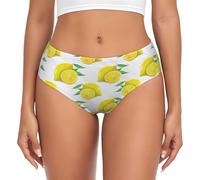 Culotte de sous-vêtements pour femmes à imprimé citron, culotte élastique douce et respirante, grande taille disponibilité, noir, Medium