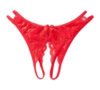 Culotte Dentelle Femme Sexy, String Ouvert à l'entrejambe Femme Taille Basse Filet Creuse Élasticité Tentation Jacquard Respirante avec Noeud Transparent Culotte Chic Et Élégants Belle T Slips